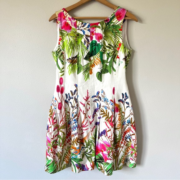 Zara White Cotton Tropical Floral Mini Panel Dress with Back Cutout - Picture 4 of 15